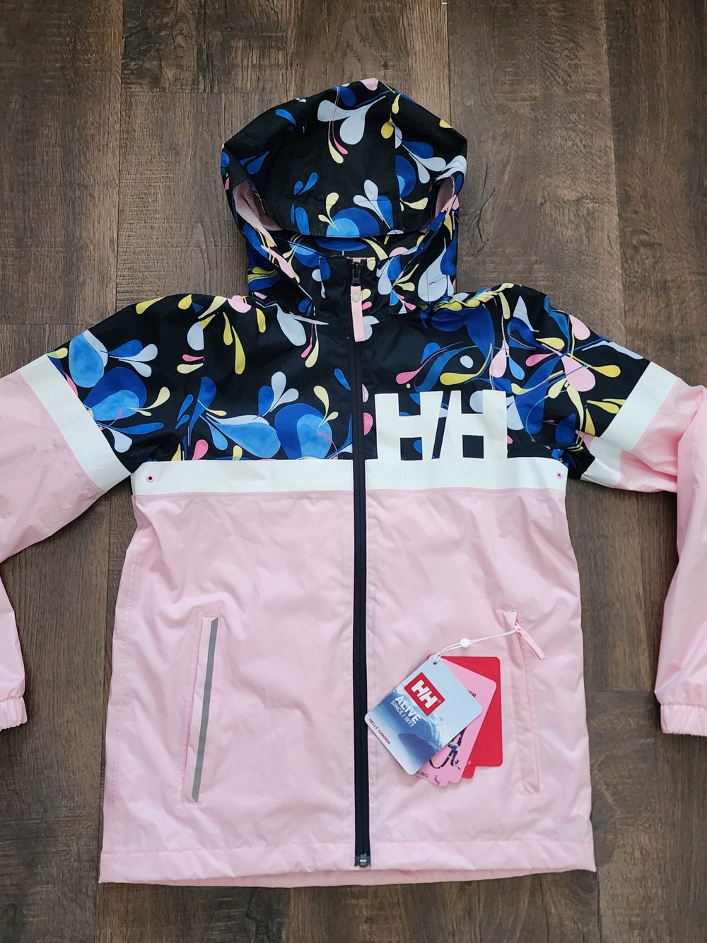 Helly Hansen Pink and Black Floral Hooded Jacket